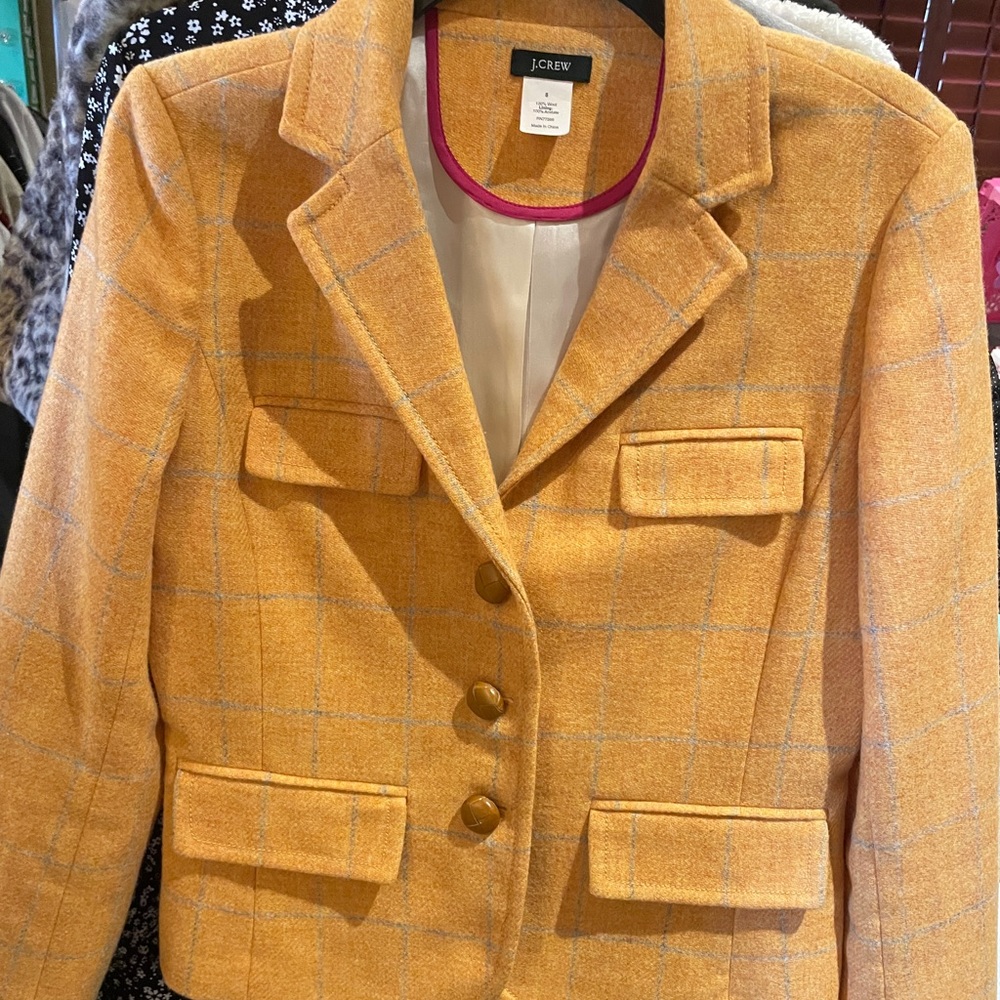 J. Crew Yellow Plaid Blazer